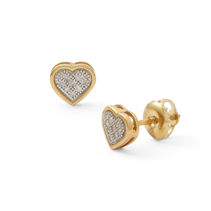 Diamond Accent Heart Stud Earrings in Sterling Silver and 14K Gold Plate