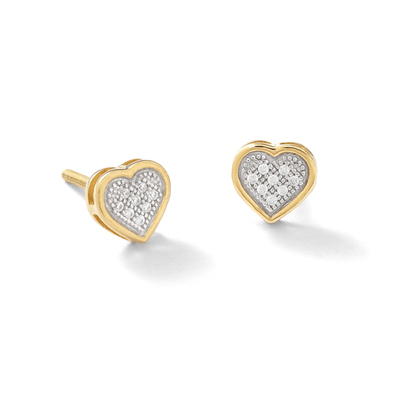 Main Image 1 of Diamond Accent Heart Stud Earrings in Sterling Silver and 14K Gold Plate