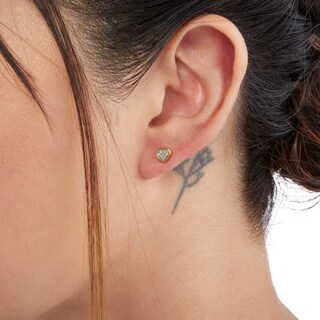 Diamond Accent Heart Stud Earrings in Sterling Silver and 14K Gold Plate