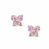 Thumbnail Image 0 of Pink Cubic Zirconia Butterfly Earrings in 10K Gold