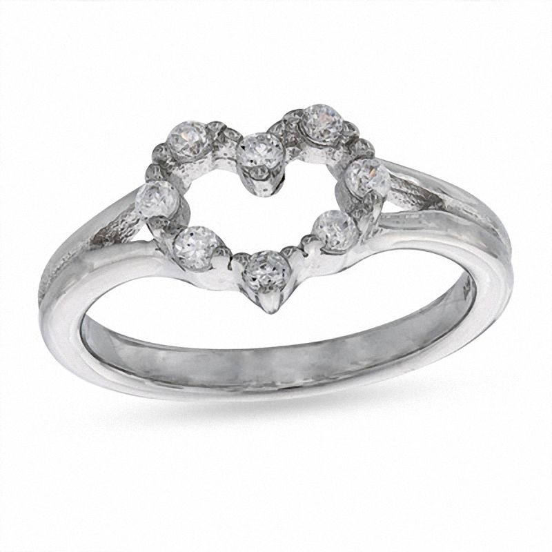 Child's Cubic Zirconia Heart Ring in Sterling Silver - Size 4