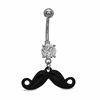 Thumbnail Image 1 of 014 Gauge Mustache Belly Button Ring with Cubic Zirconia in Stainless Steel