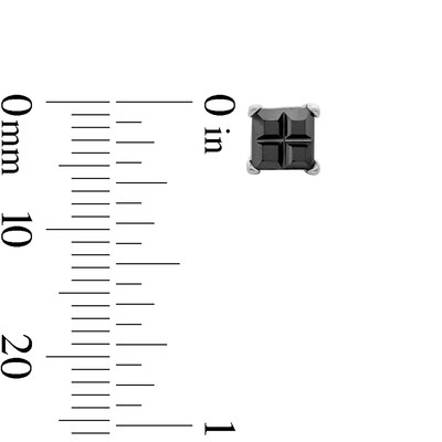 5.0mm Princess-Cut Black Cubic Zirconia Stud Earrings in Sterling Silver