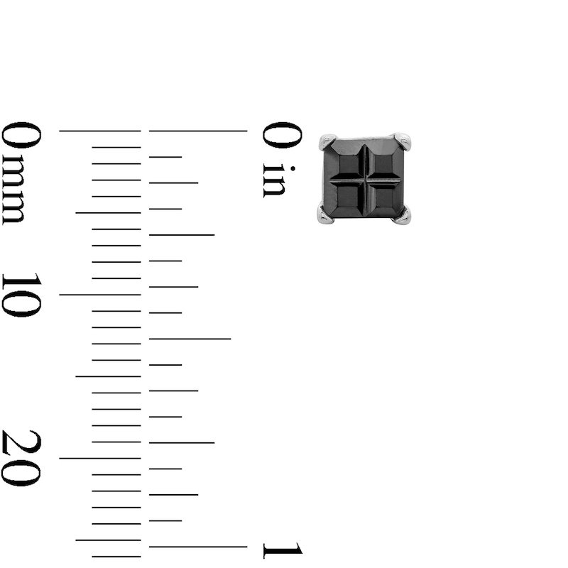 Main Image 3 of 5.0mm Princess-Cut Black Cubic Zirconia Stud Earrings in Sterling Silver
