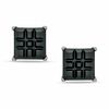 7.0mm Princess-Cut Black Cubic Zirconia Stud Earrings in Sterling Silver