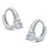 Thumbnail Image 0 of 4mm Cubic Zirconia Solitaire Huggie Hoop Earrings in Sterling Silver