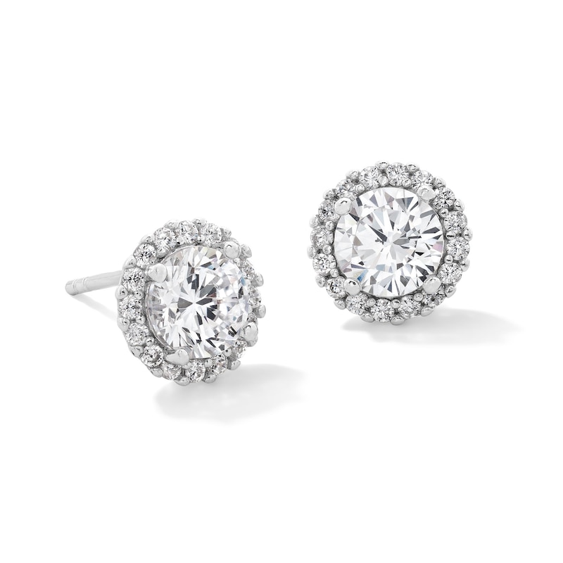 6mm Cubic Zirconia Frame Stud Earrings in Sterling Silver