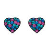 Multi-Color Crystal Heart Stud Earrings in Sterling Silver