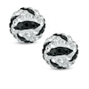 8mm Black and White Crystal Zebra Ball Stud Earrings in Sterling Silver