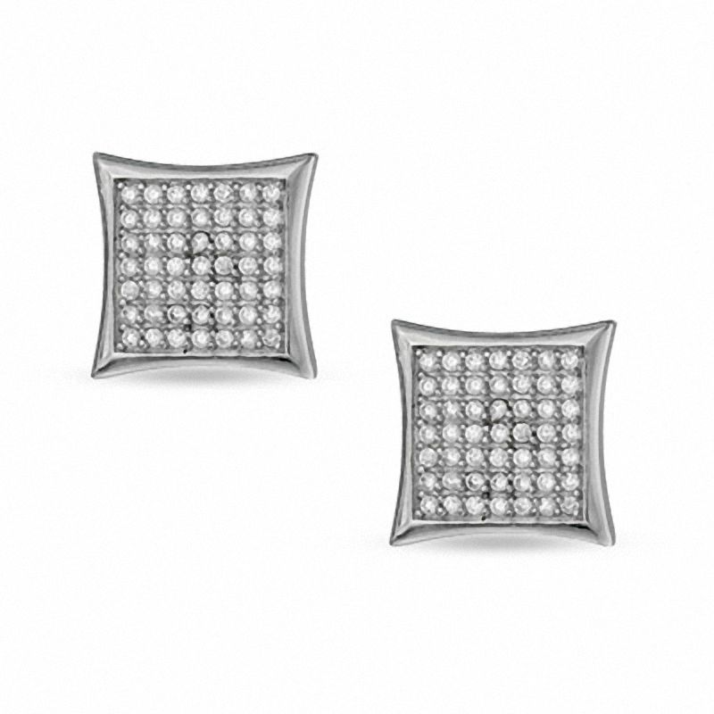 Main Image 1 of Cubic Zirconia Square Stud Earrings in Sterling Silver