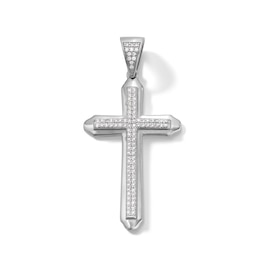Cubic Zirconia Composite Cross Charm in Sterling Silver
