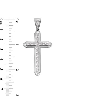 Solid Sterling Silver CZ Layered Cross Necklace Charm