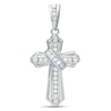 Thumbnail Image 0 of Cubic Zirconia Ribbon Cross Charm in Sterling Silver