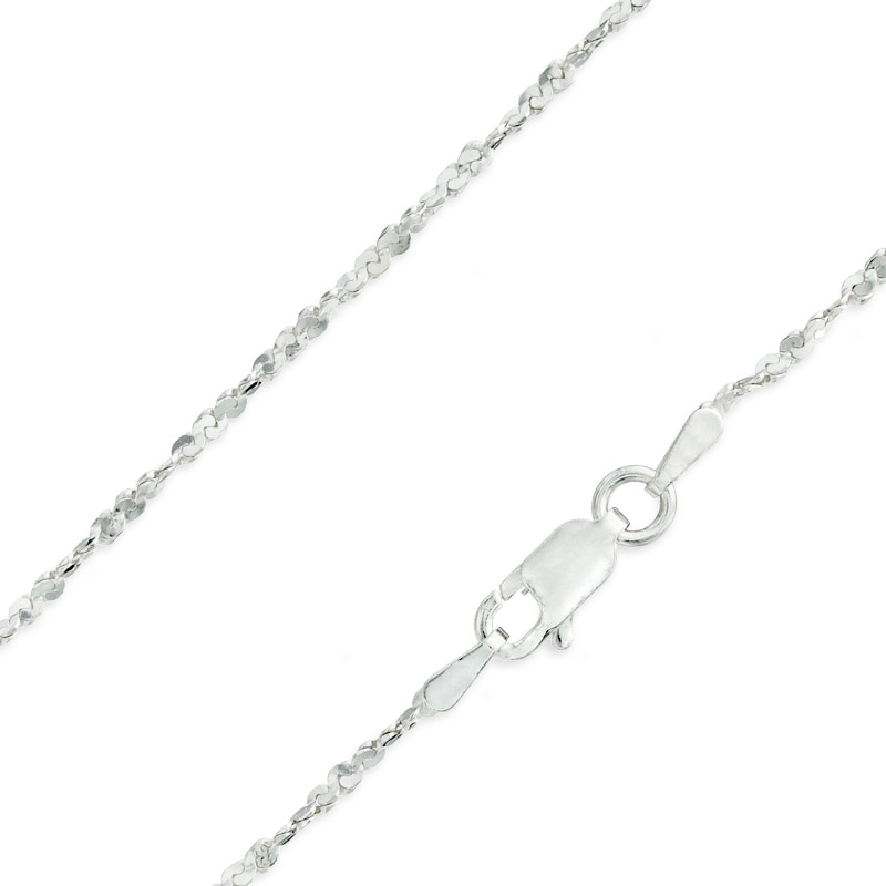 Main Image 1 of Sterling Silver 050 Gauge Twisted Serpentine Chain Necklace - 22"