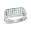 Cubic Zirconia Rectangular Cluster Ring in Sterling Silver - Size 10