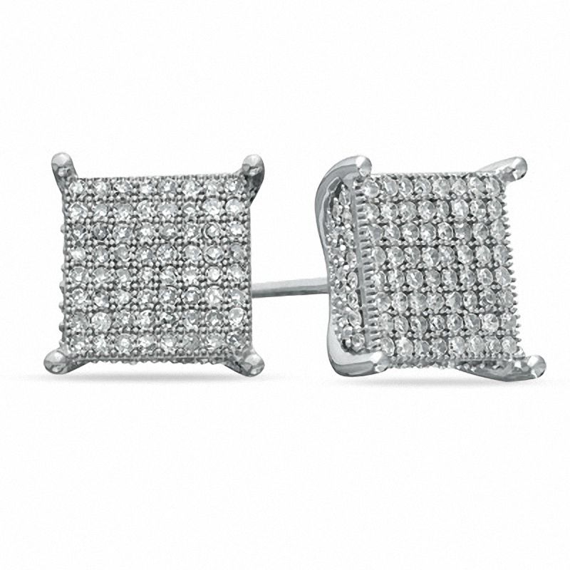 3/4 CT. T.W. Diamond Square Stud Earrings in Sterling Silver