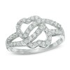 Thumbnail Image 1 of Cubic Zirconia Double Heart Ring in Sterling Silver - Size 8