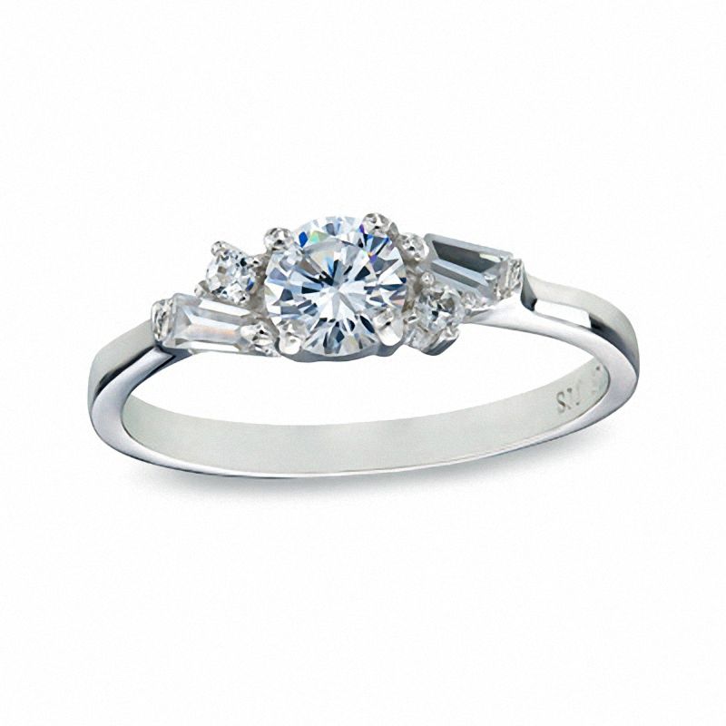 Main Image 1 of 5mm Cubic Zirconia Ring in Sterling Silver - Size 7