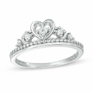 ☆TATIANA☆ SILVER925 Twinkle Heart Cubic Ring CR1816 Blue And White Cubic Zirconia Rhodium Over Silver Heart Ring