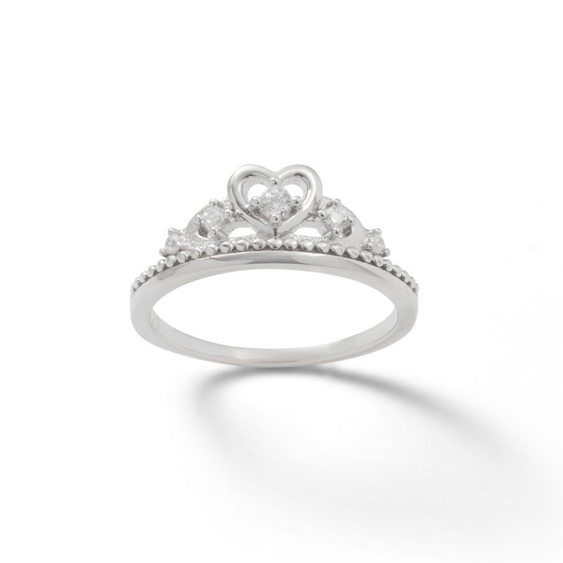 Main Image 1 of Child's Cubic Zirconia Heart Tiara Ring in Sterling Silver - Size 4