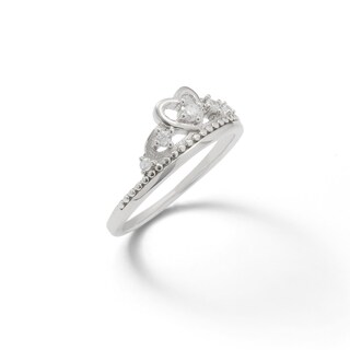 Child's Cubic Zirconia Heart Tiara Ring in Sterling Silver - Size 4