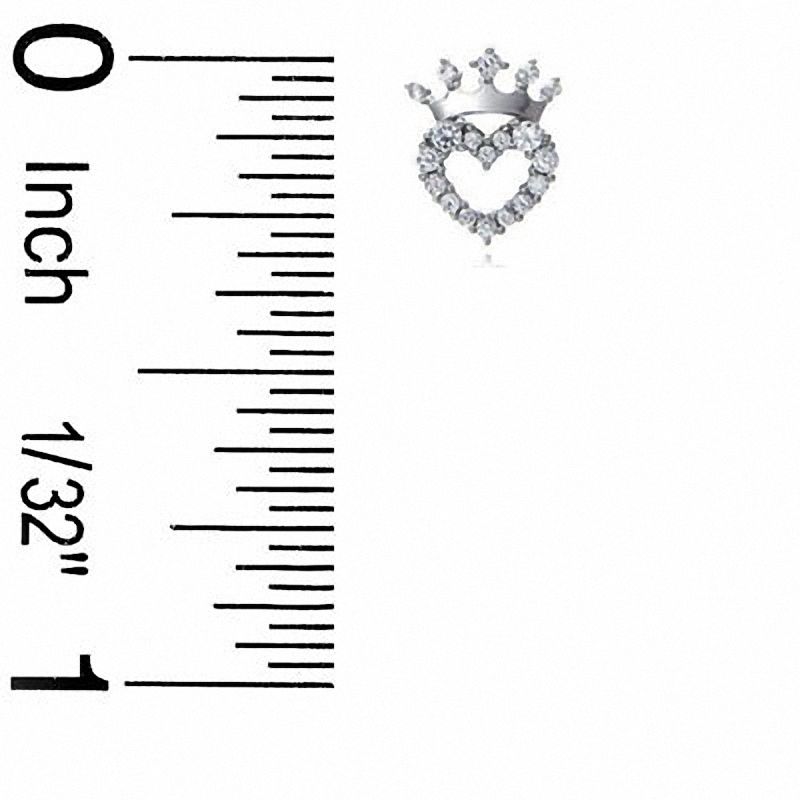 Child's Cubic Zirconia Heart with Crown Stud Earrings in Sterling Silver