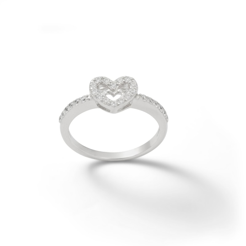 Child's Cubic Zirconia Heart Ring in Sterling Silver - Size 4