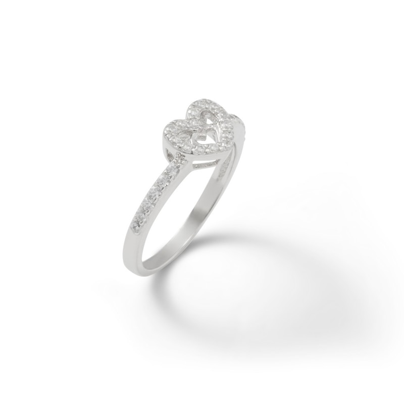 Child's Cubic Zirconia Heart Ring in Sterling Silver - Size 4