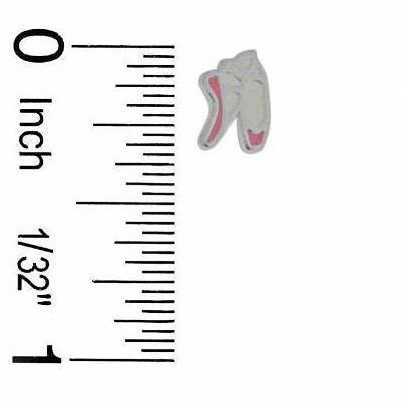 Main Image 2 of Child's Pink Enamel Ballet Slipper Stud Earrings in Sterling Silver