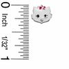 Child's Enamel Cat with Bow Stud Earrings in Sterling Silver