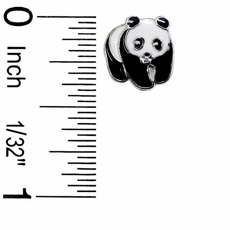 Child's Black and White Enamel Panda Stud Earrings in Sterling Silver