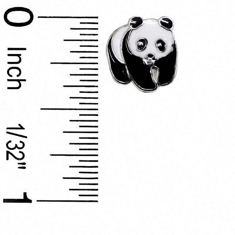 Child's Black and White Enamel Panda Stud Earrings in Sterling Silver
