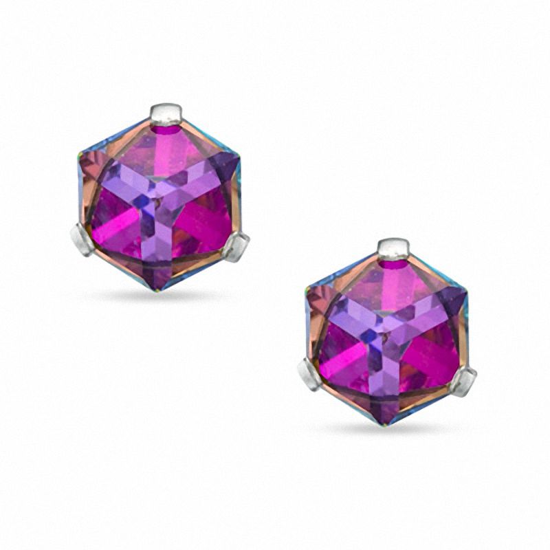 Child's 4mm Iridescent Cubic Zirconia Stud Earrings in Sterling Silver