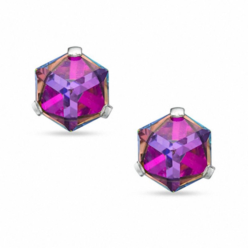 Main Image 1 of Child's 4mm Iridescent Cubic Zirconia Stud Earrings in Sterling Silver
