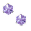 Child's 4mm Faceted Cube Purple Cubic Zirconia Solitaire Stud Earrings in Sterling Silver