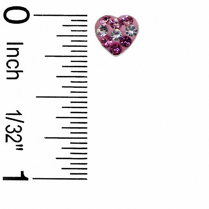 Child's Crystal Heart Stud Earrings in Sterling Silver with