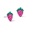 Thumbnail Image 1 of Child's Pink and Green Crystal Strawberry Stud Earrings in Sterling Silver