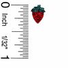 Child's Pink and Green Crystal Strawberry Stud Earrings in Sterling Silver