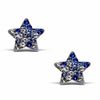 Child's Blue and White Crystal Star Stud Earrings in Sterling Silver