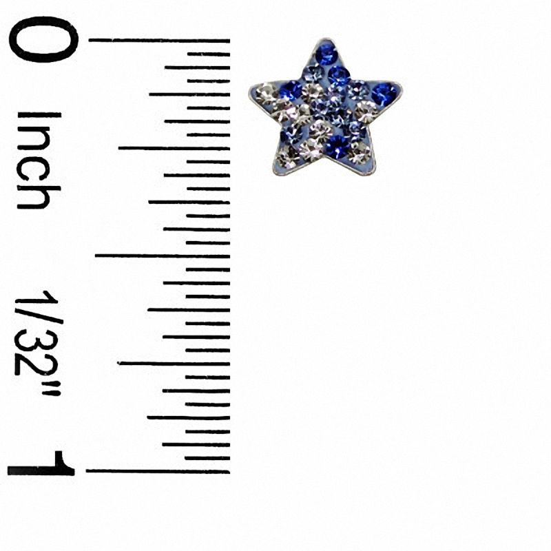 Child's Blue and White Crystal Star Stud Earrings in Sterling Silver