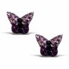 Thumbnail Image 0 of Child's Purple and Black Crystal Butterfly Stud Earrings in Sterling Silver
