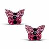 Thumbnail Image 0 of Child's Pink and Black Crystal Butterfly Stud Earrings in Sterling Silver