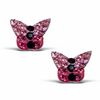 Thumbnail Image 1 of Child's Pink and Black Crystal Butterfly Stud Earrings in Sterling Silver