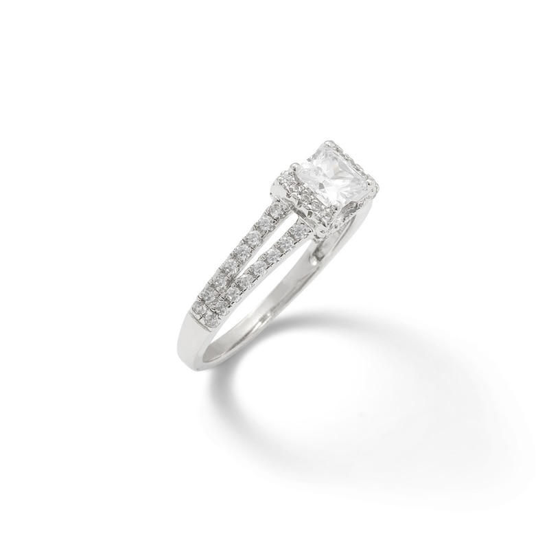 5mm Princess-Cut Cubic Zirconia Split Shank Ring in Sterling Silver