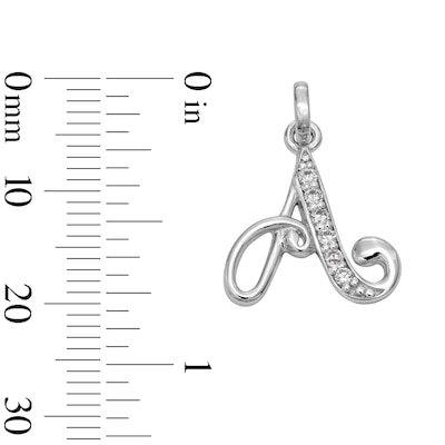 Cubic Zirconia Calligraphy Initial "A" Charm in Sterling Silver