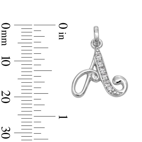 Cubic Zirconia Calligraphy Initial "A" Charm in Sterling Silver