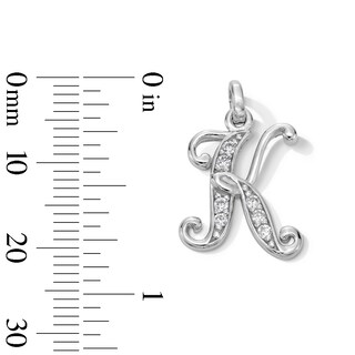 Cubic Zirconia Calligraphy Initial "K" Charm in Sterling Silver