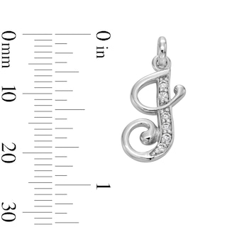 Cubic Zirconia Cursive "J" Charm in Sterling Silver