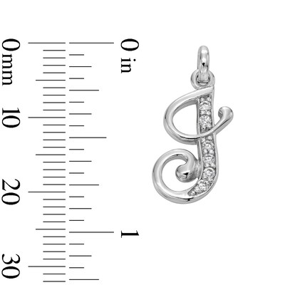Cubic Zirconia Cursive "J" Charm in Sterling Silver