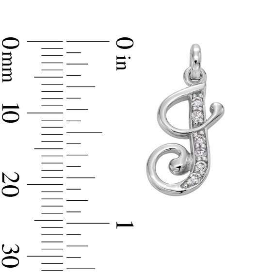 Cubic Zirconia Cursive "J" Charm in Sterling Silver